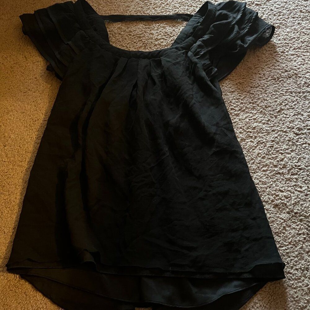 Elena Solano black silk‎ blouse S